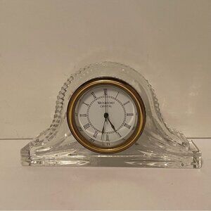 WATERFORD CRYSTAL IRELAND CLOCK MANTLE DESK QUARTZ BATTERY SIGNED HOME DECOR